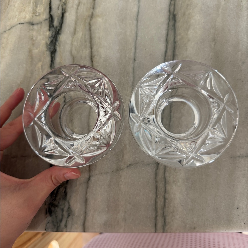 Elegant Waterford tea light Clear Glass Candle Holders